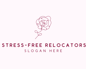 Pink Rose Flower  logo design