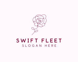 Pink Rose Flower  logo design