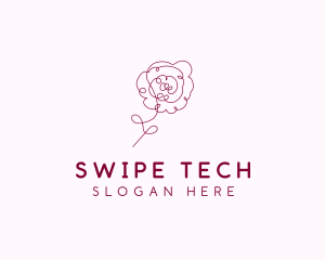 Pink Rose Flower  logo design