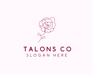 Pink Rose Flower  logo design