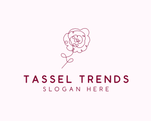 Pink Rose Flower  logo design