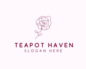 Pink Rose Flower  logo design