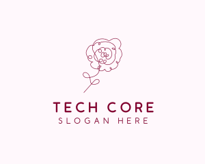 Pink Rose Flower  logo design