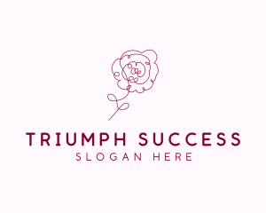 Pink Rose Flower  logo design