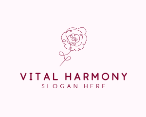 Pink Rose Flower  logo design