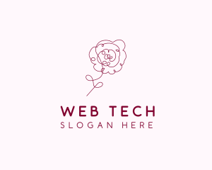 Pink Rose Flower  logo design