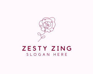 Pink Rose Flower  logo design