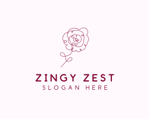 Pink Rose Flower  logo design