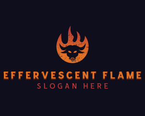 Flaming BBQ Bull logo design