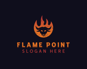 Flaming BBQ Bull logo design