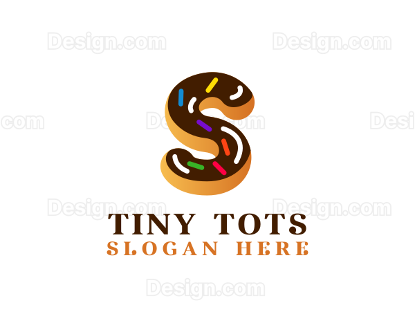 Sugar Donut Pastry Letter S Logo
