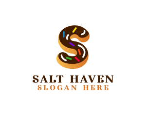 Sugar Donut Pastry Letter S logo design