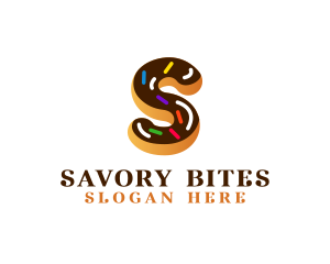 Sugar Donut Pastry Letter S logo design