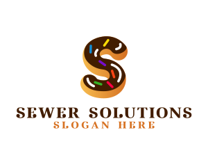 Sugar Donut Pastry Letter S logo design