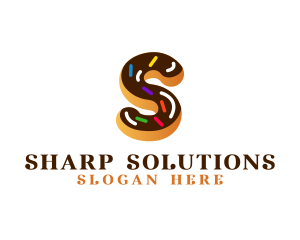 Sugar Donut Pastry Letter S logo design