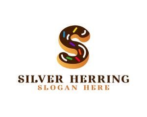 Sugar Donut Pastry Letter S logo design