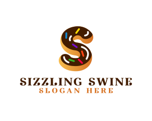 Sugar Donut Pastry Letter S logo design