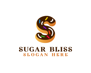 Sugar Donut Pastry Letter S logo design