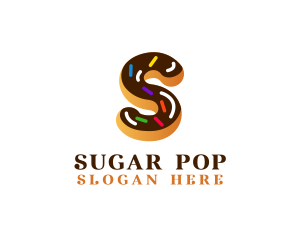 Sugar Donut Pastry Letter S logo design