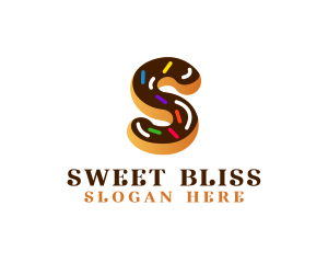Sugar Donut Pastry Letter S logo