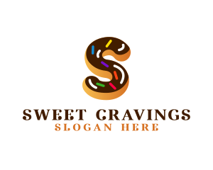 Sugar Donut Pastry Letter S logo design