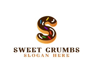 Sugar Donut Pastry Letter S logo design