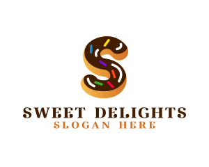 Sugar Donut Pastry Letter S logo design