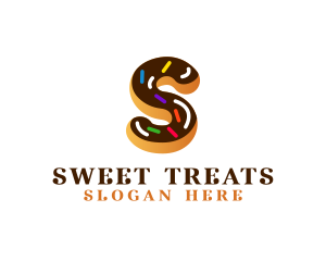 Sugar Donut Pastry Letter S logo design