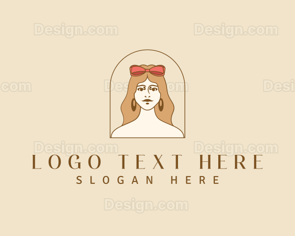 Retro Woman Ribbon Logo