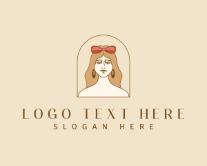 Retro Woman Ribbon logo