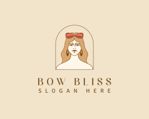 Retro Woman Ribbon logo design