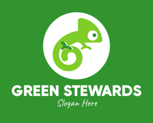 Green Spiral Chameleon logo design