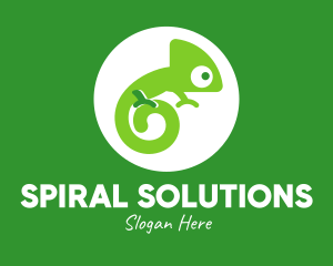 Green Spiral Chameleon logo design