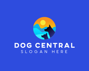 Dog Hiking Nature logo design