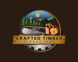 Lumberjack Chainsaw Pine logo design