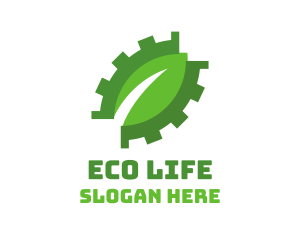 Green Cog Leaf logo design