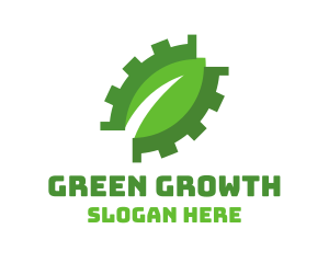 Green Cog Leaf logo design