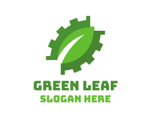 Green Cog Leaf logo design
