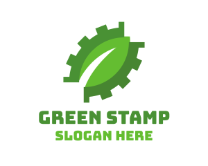 Green Cog Leaf logo design