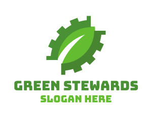 Green Cog Leaf logo design