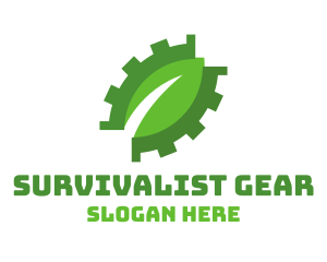 Green Cog Leaf logo design