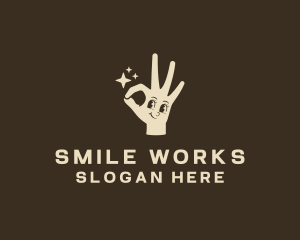 Smiling Hand Cartoon logo design