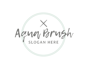 Pen Brush Emblem Wordmark logo design