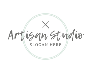 Pen Brush Emblem Wordmark logo design