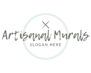 Pen Brush Emblem Wordmark logo design