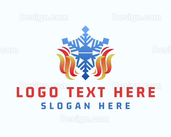 Heating Flame Snowflake Logo