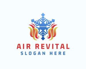 Heating Flame Snowflake logo design