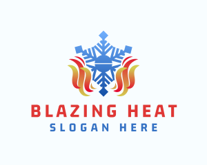 Heating Flame Snowflake logo design