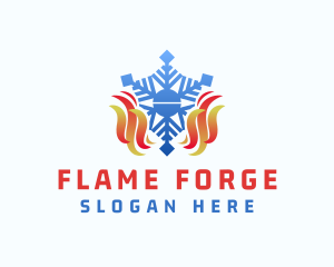 Heating Flame Snowflake logo design