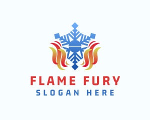 Heating Flame Snowflake logo design